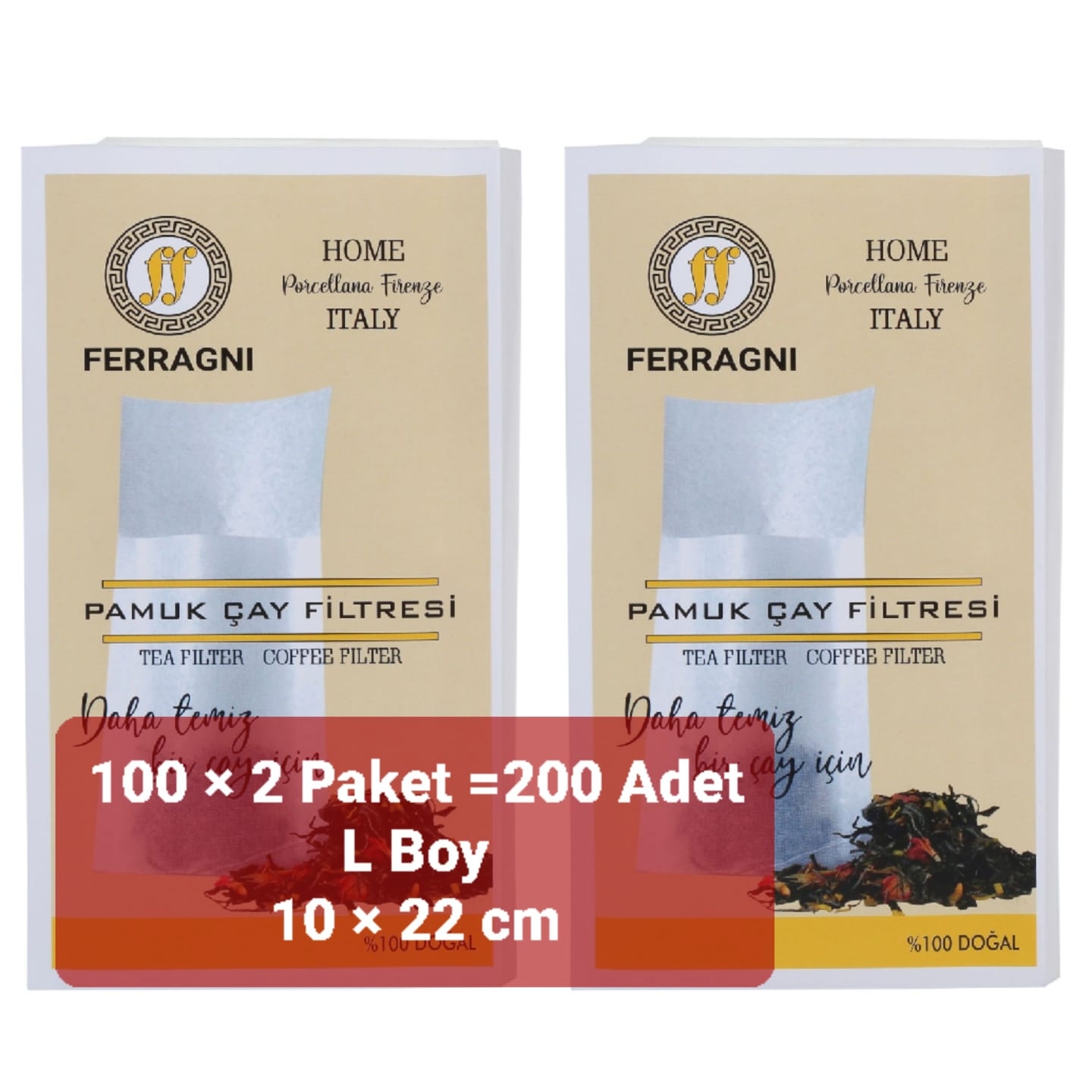 Çay Demleme Poşeti (Çay Filtresi) 10*22 cm( L BOY)  100 lü 2 Paket (200 Adet)