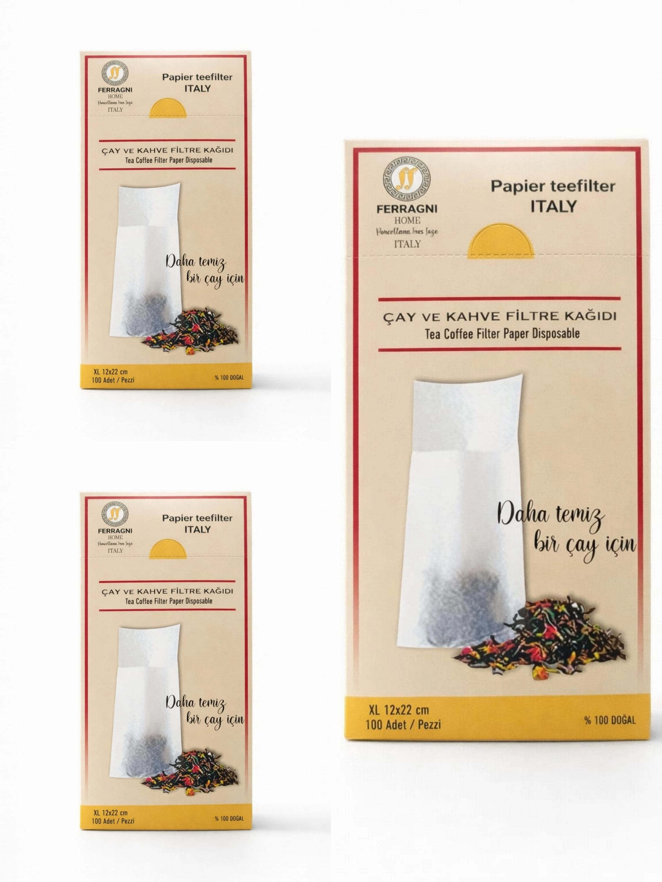 Çay Demleme Filtre Kağıdı XL JUMBO BOY 12*22 cm Kutulu 3 Paket (300 Adet) 