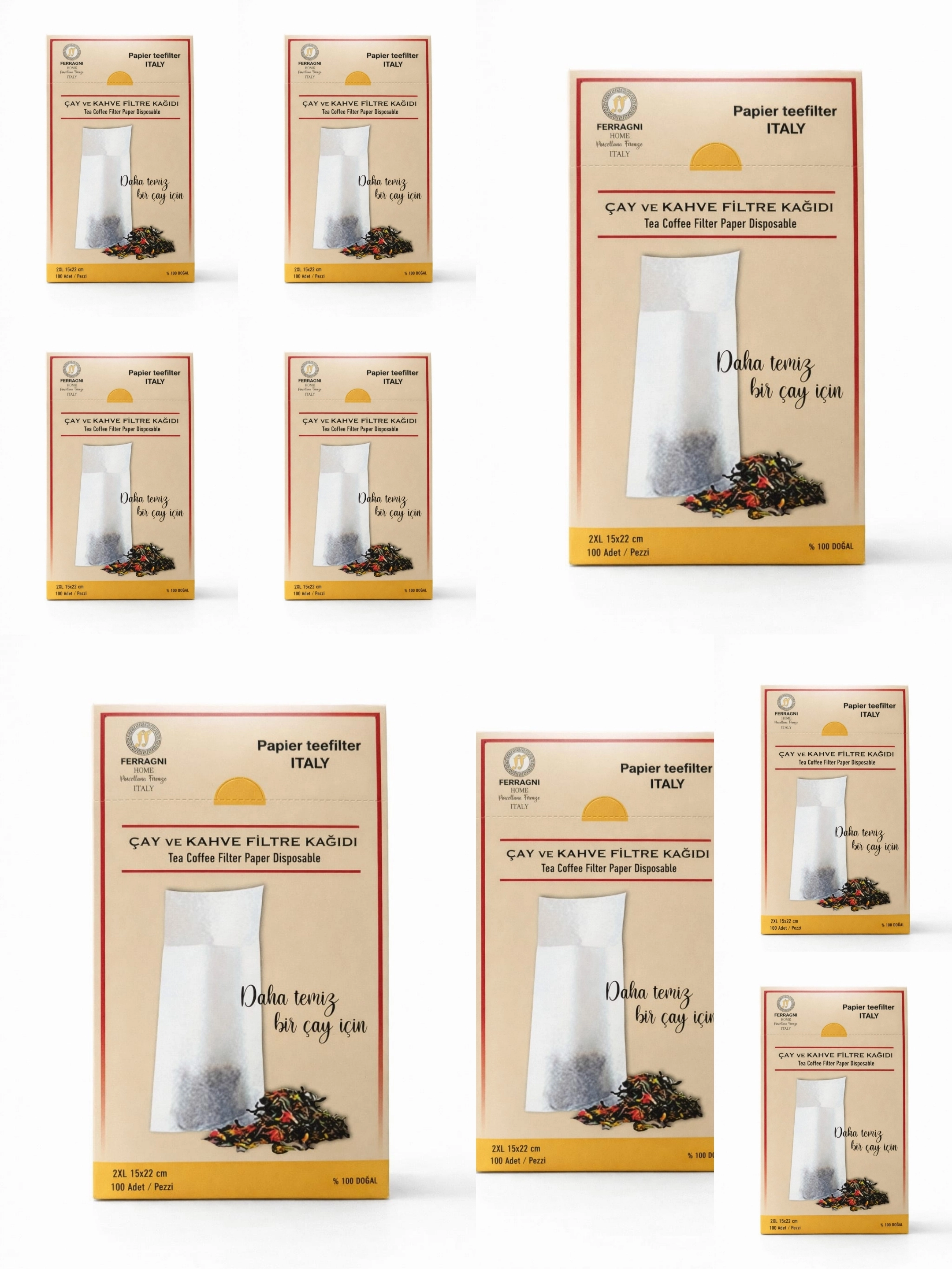 Çay Demleme Filtre Kağıdı 2XL JUMBO BOY  15*22 cm Kutulu 9 Paket (900 Adet) 