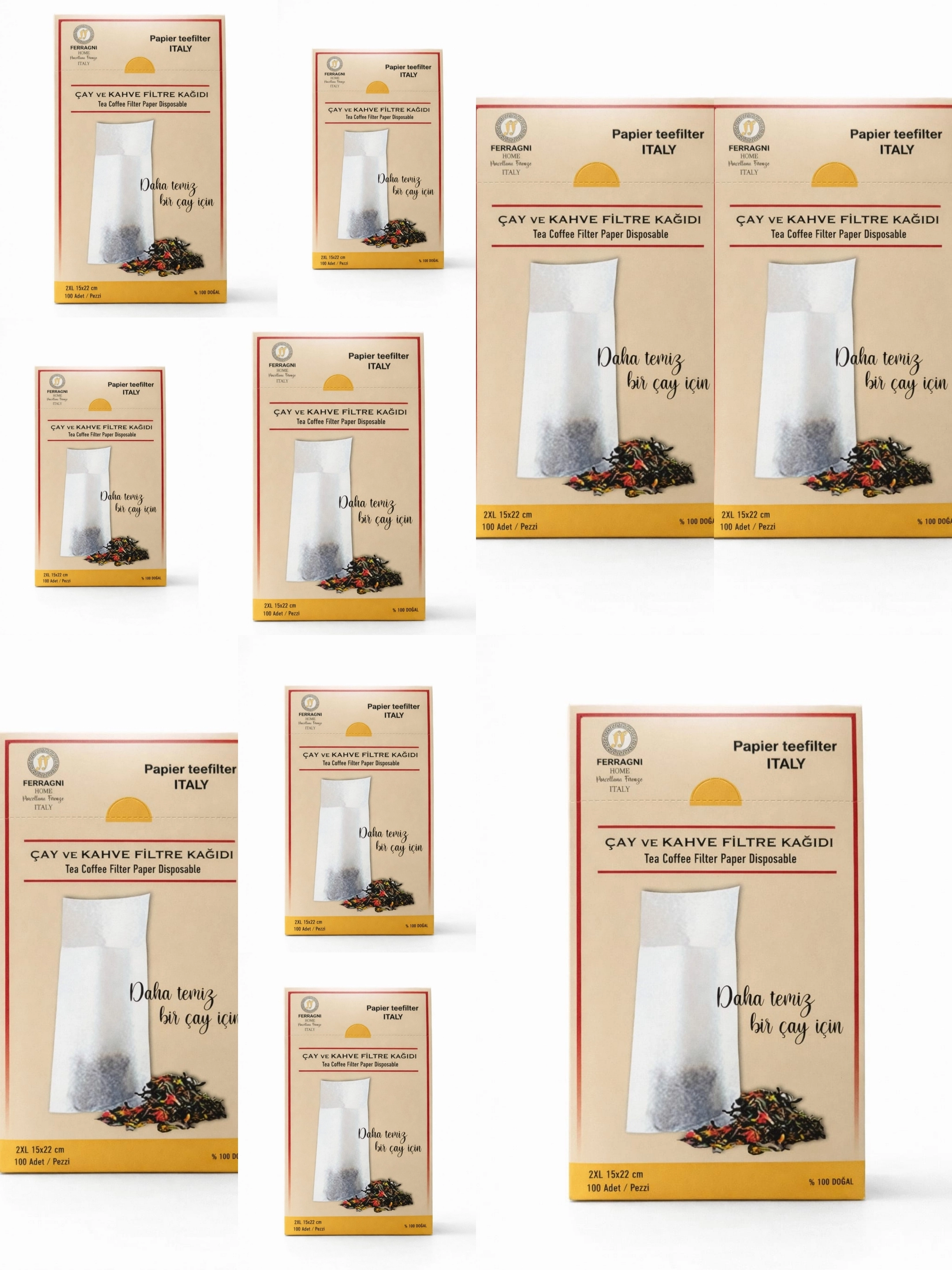 Çay Demleme Filtre Kağıdı 2XL JUMBO BOY  15*22 cm Kutulu 10 Paket (1000 Adet) 