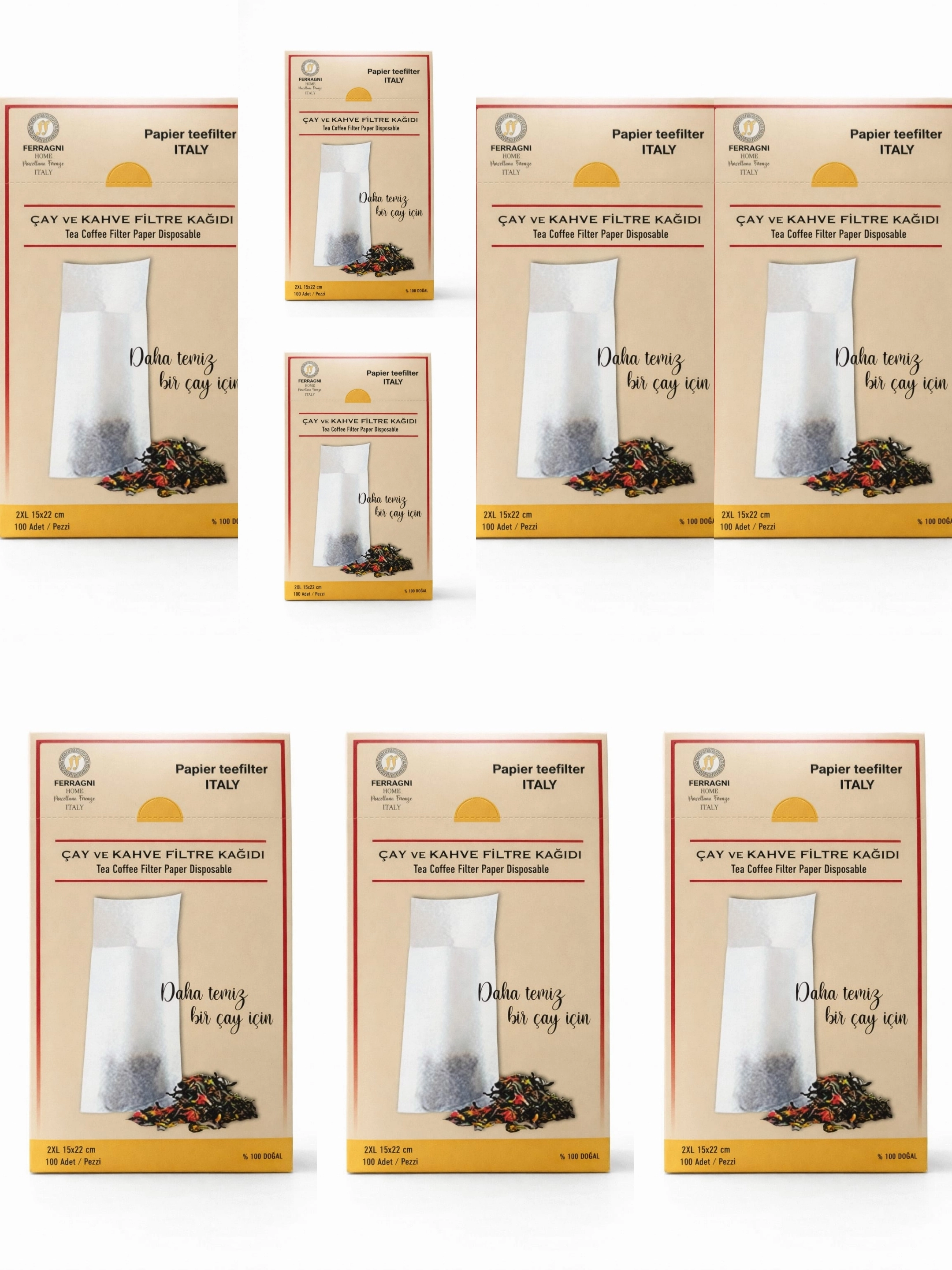Çay Demleme Filtre Kağıdı 2XL JUMBO BOY  15*22 cm Kutulu 8 Paket (800 Adet) 