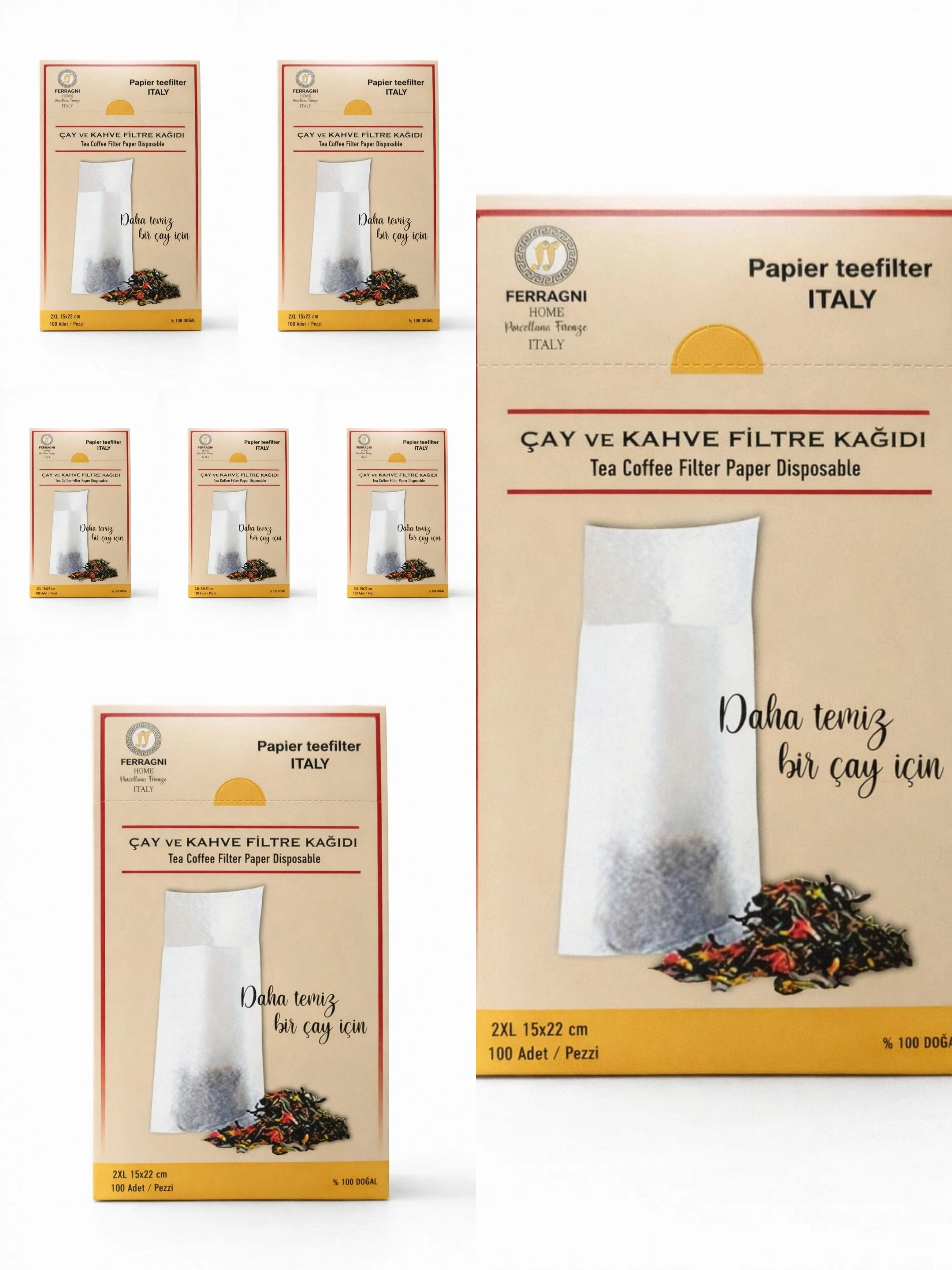 Çay Demleme Filtre Kağıdı 2XL JUMBO BOY  15*22 cm Kutulu 7 Paket (700 Adet) 