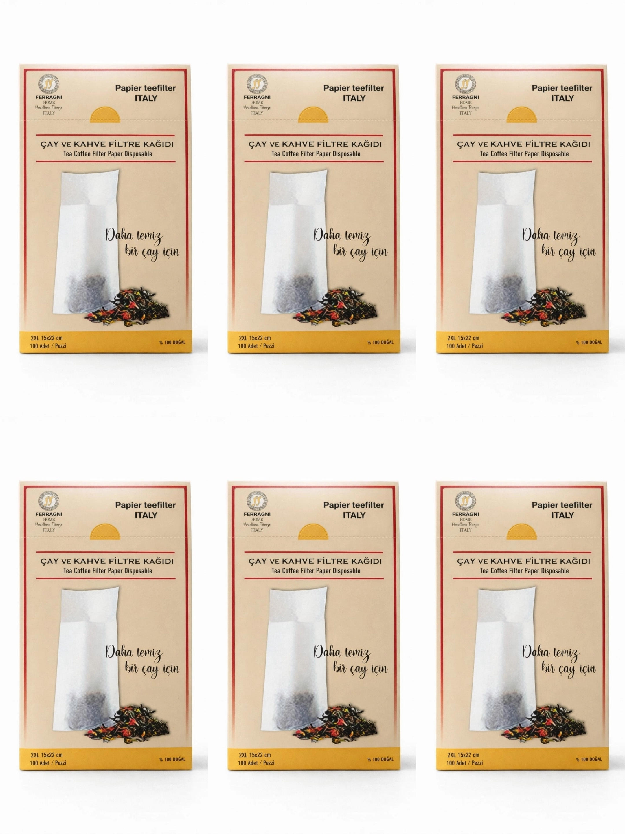 Çay Demleme Filtre Kağıdı 2XL JUMBO BOY  15*22 cm Kutulu 6 Paket (600 Adet) 