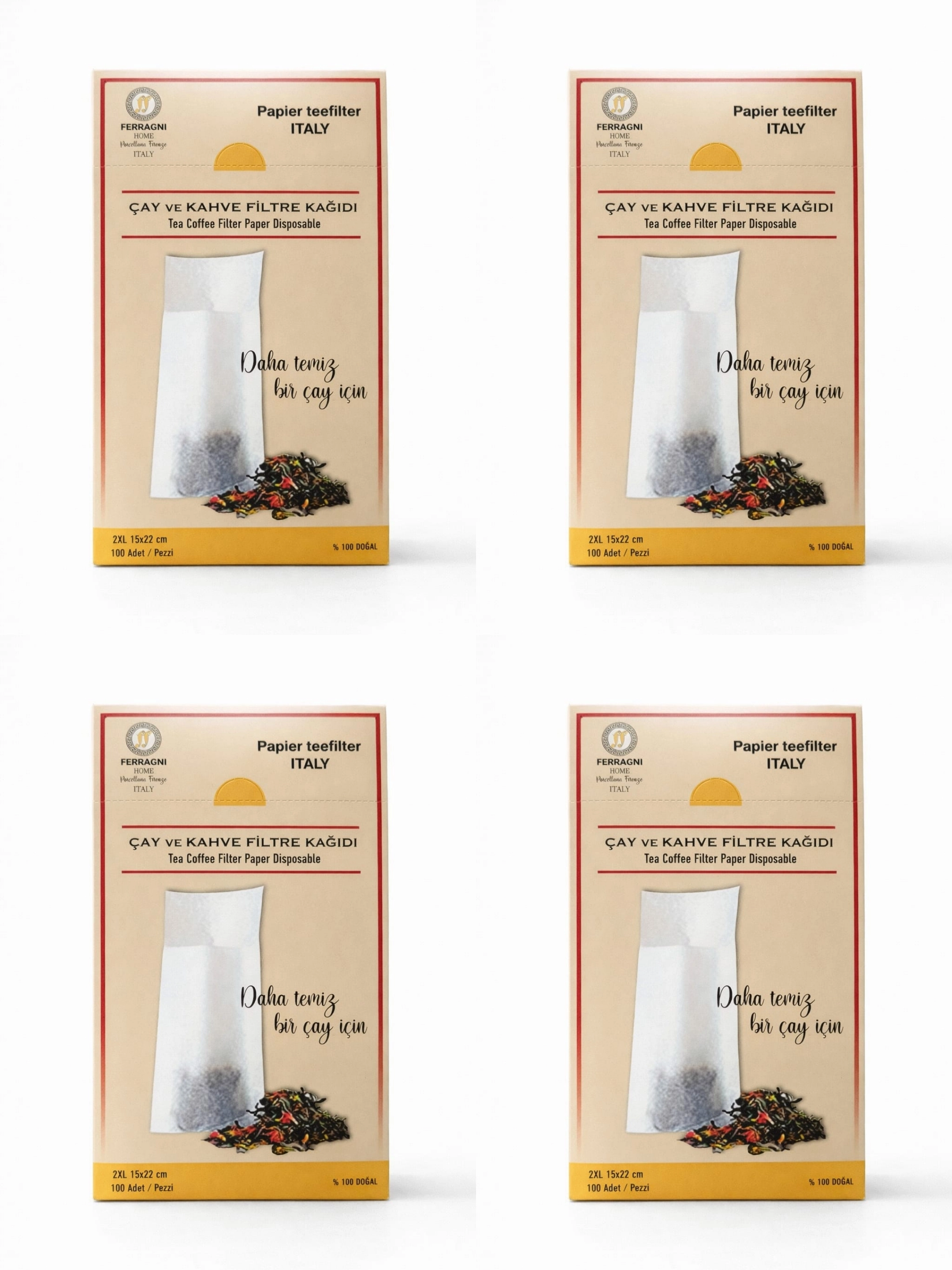Çay Demleme Filtre Kağıdı 2XL JUMBO BOY  15*22 cm Kutulu 4 Paket (400 Adet) 