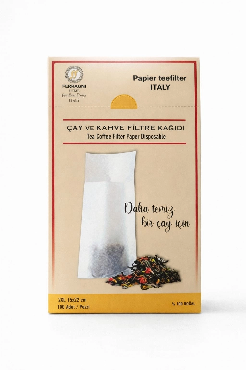 Çay Demleme Filtre Kağıdı 2XL JUMBO BOY  15*22 cm Kutulu Tek Paket (100 Adet) 