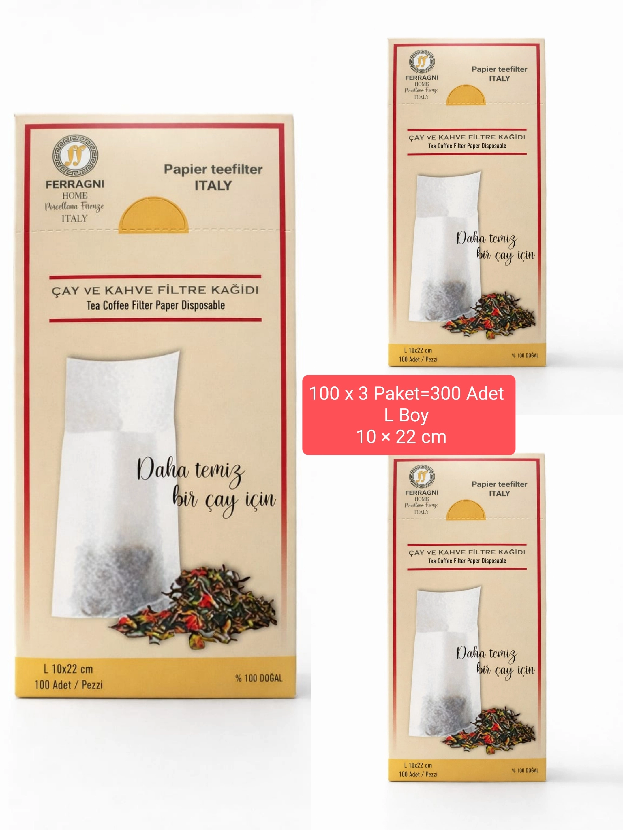 Çay Demleme Filtre Kağıdı L BOY 10*22 cm  Kutulu 3 Paket (300 Adet)