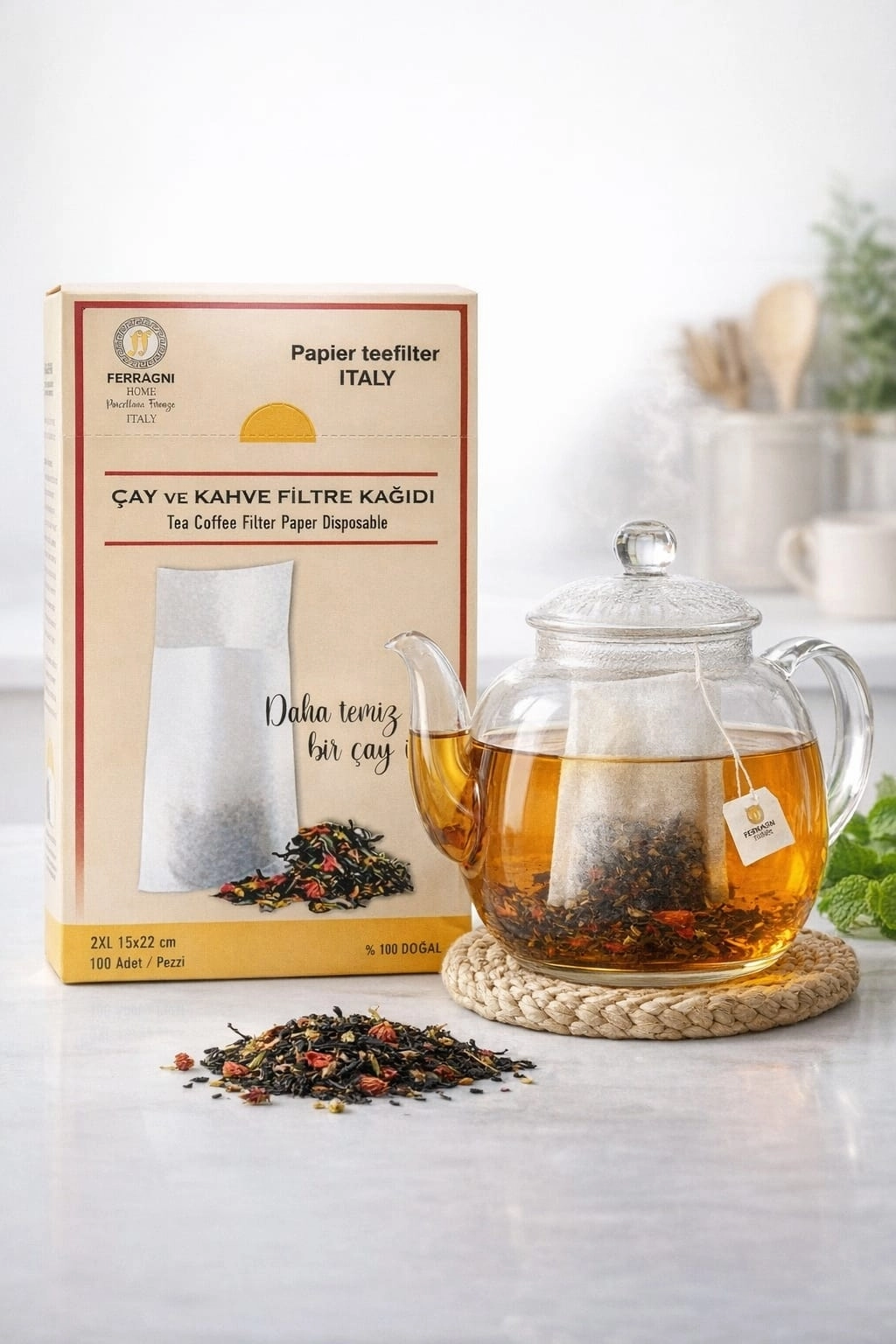 Çay Demleme Filtre Kağıdı 2XL JUMBO BOY  15*22 cm Kutulu 7 Paket (700 Adet) 