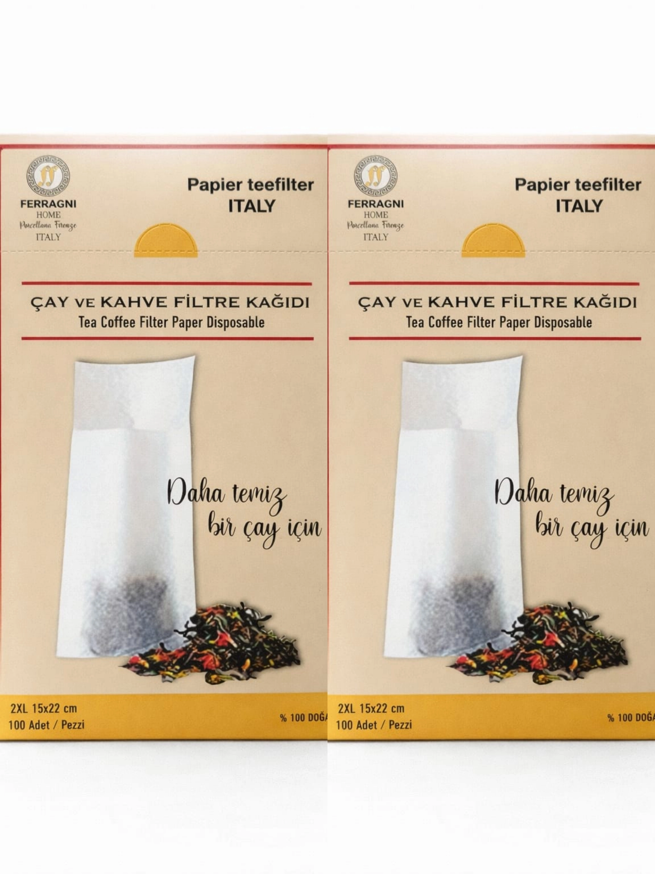 Çay Demleme Filtre Kağıdı 2XL JUMBO BOY  15*22 cm Kutulu 2 Paket (200 Adet) 