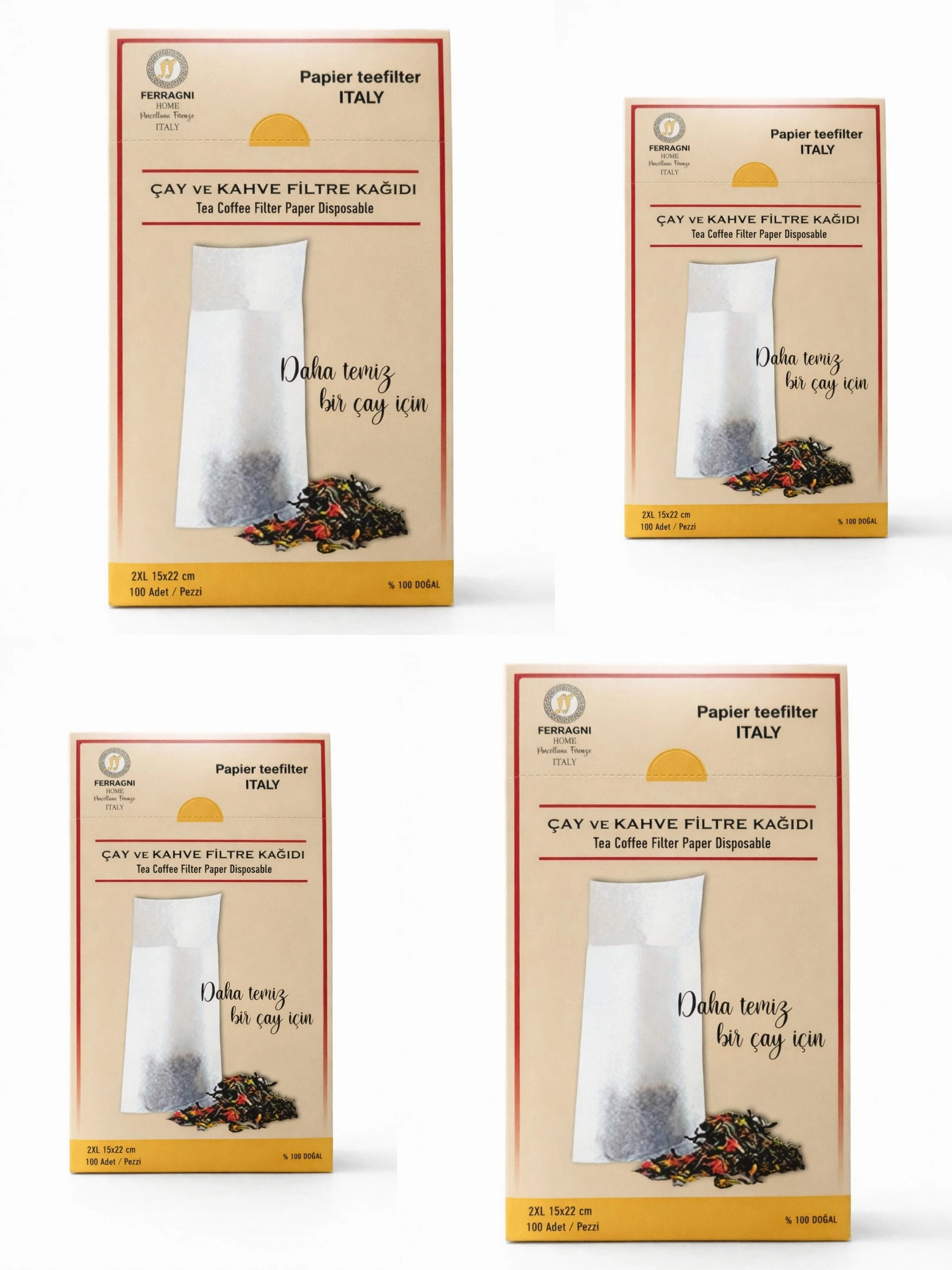 Çay Demleme Filtre Kağıdı 2XL JUMBO BOY  15*22 cm Kutulu 4 Paket (400 Adet) 