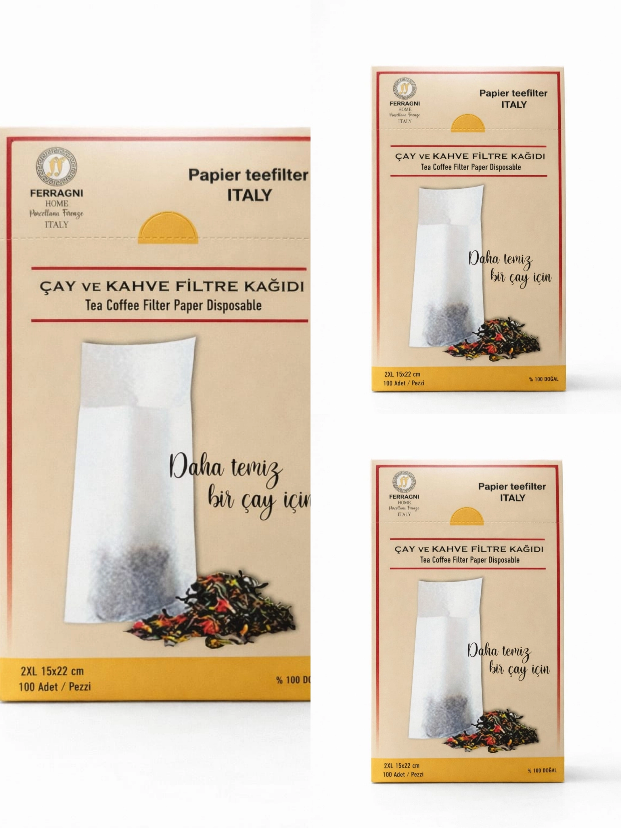 Çay Demleme Filtre Kağıdı 2XL JUMBO BOY  15*22 cm Kutulu 3 Paket (300 Adet) 