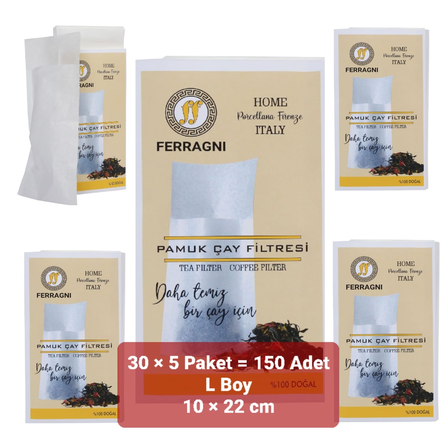 Çay Demleme Poşeti (Çay Filtresi) 10*22 cm( L BOY)  30 lu  5 Paket (150 Adet)