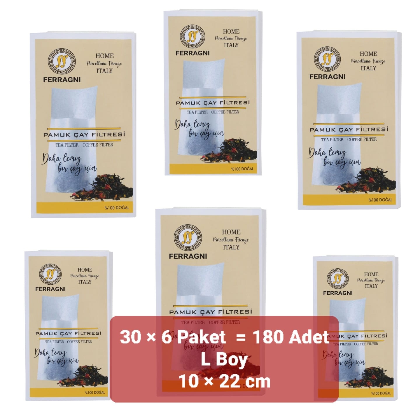 Çay Demleme Poşeti (Çay Filtresi) 10*22 cm( L BOY)  30 lu  6 Paket (180 Adet)